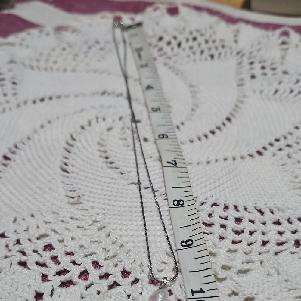 White Cultured Freshwater Pearl Cross On A 14k Italian White Gold Chain - Picture 11 of 11